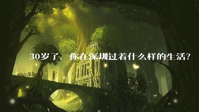 30岁了，你在深圳过着什么样的生活？